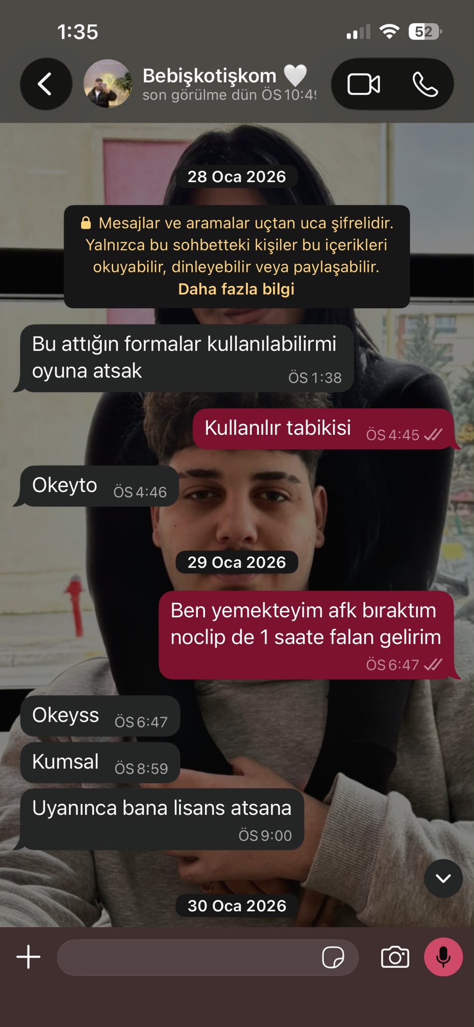 28 Ocak 2026 tarihli ilk WhatsApp konuşmamız